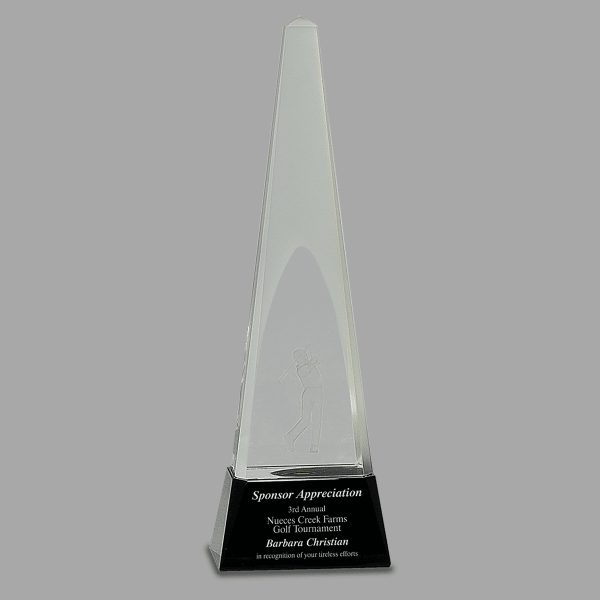 11.5" Clear Crystal 3D Golf Spire on Black Pedestal Award – item CRY054L image 2