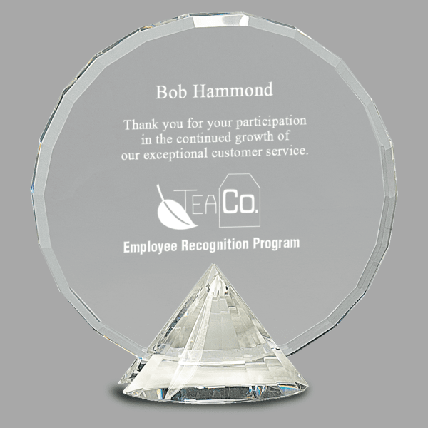 7.5" Crystal Round with Diamond Base Award – item CRY056L