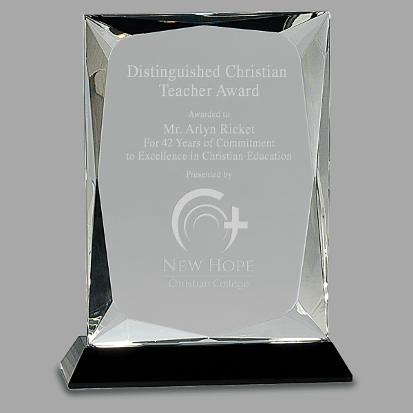 8" Clear Crystal Rect. on Black Base Award – item CRY057L image 2