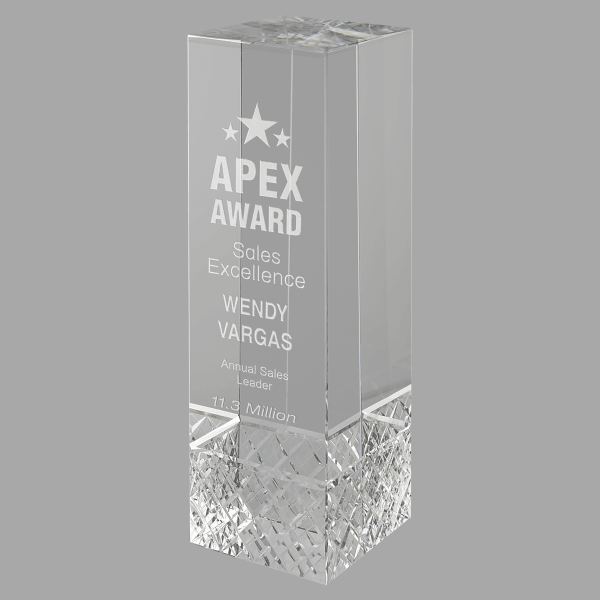 7.75" Crystal Rectangle with Jewel Base Award – item CRY074