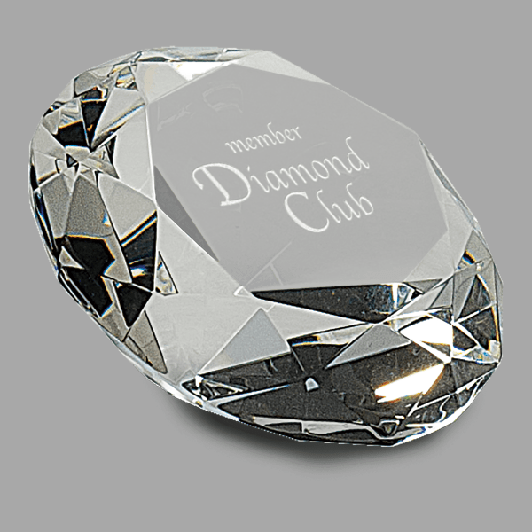 2.5" Clear Crystal Diamond (4" Diameter) Paperweight – item CRY108 image 3