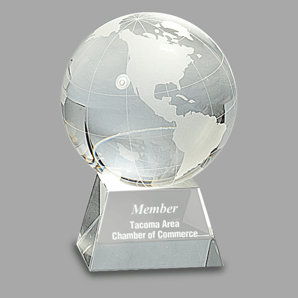 4.5" Crystal Globe on Clear Base Award – item CRY114 image 2