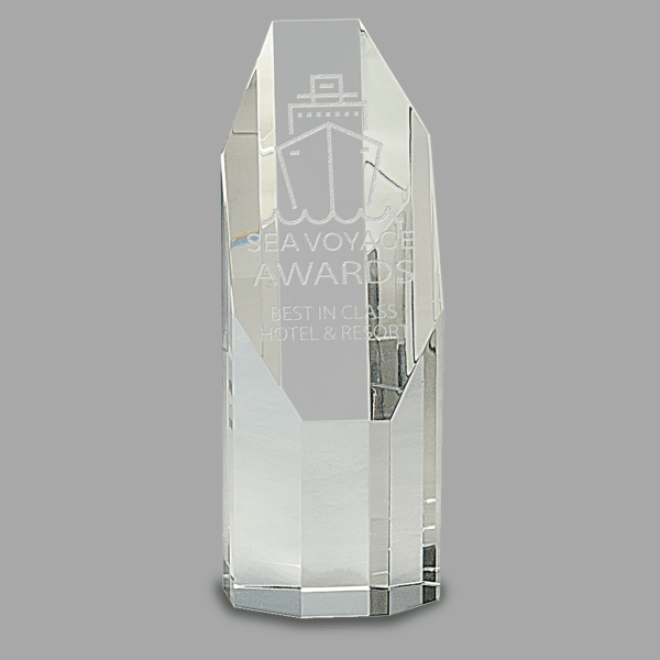 6" Clear Octagon Slant-Top Crystal Tower Award – item CRY132 image 2