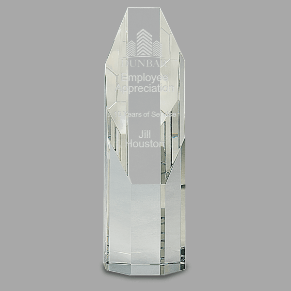 7.5" Clear Octagon Slant-Top Crystal Tower Award – item CRY133 image 2