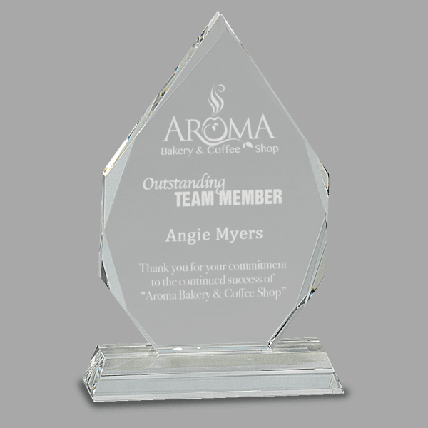 7" Diamond Crystal on Clear Pedestal Base Award – item CRY138 image 2