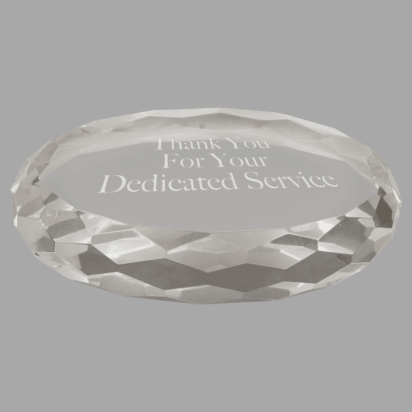 4" x 2.75" Clear Oval Crystal Paperweight – item CRY1420 image 4