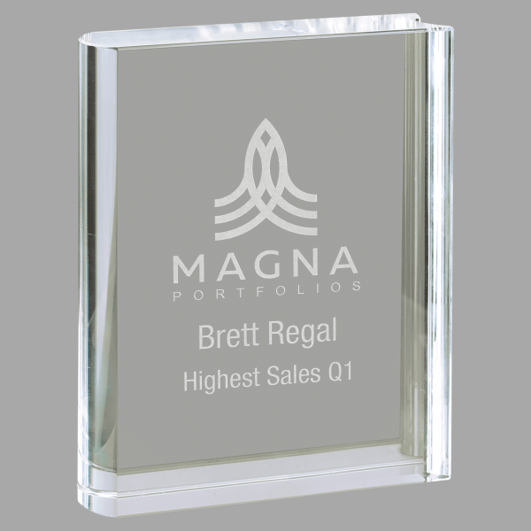 3.75" X 5 Clear Crystal Book Award – item CRY1555M