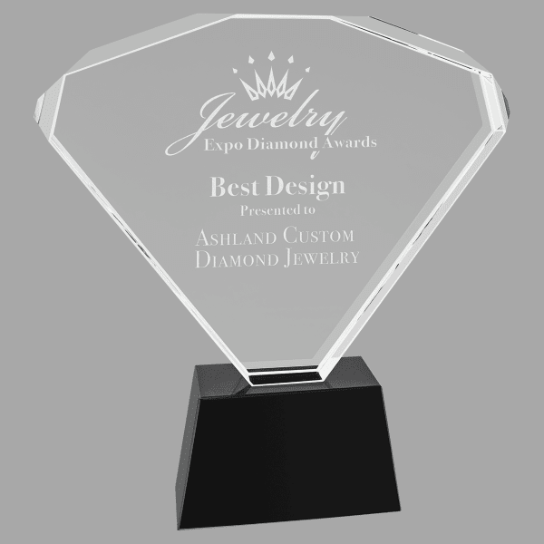 8.75" Crystal Fan with Black Base Award – item CRY2024L