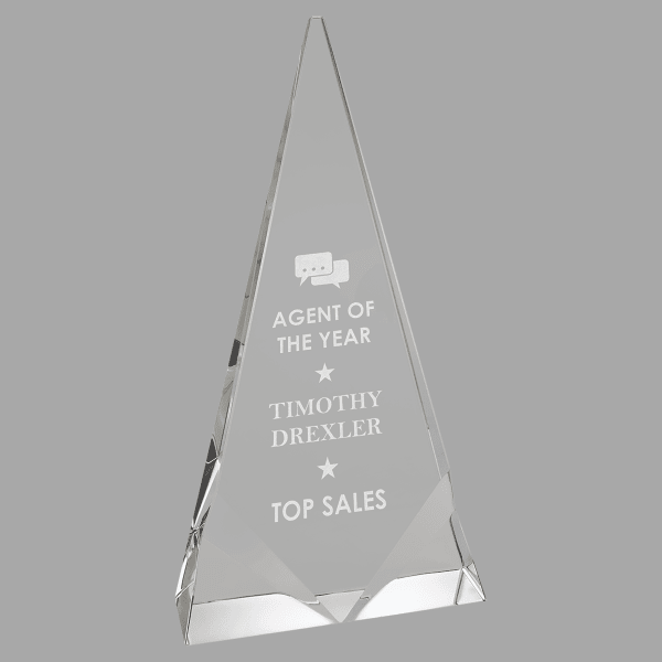5" X 9.5" Crystal Triangle Award – item CRY261L