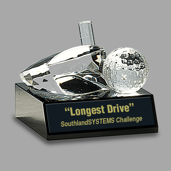 3" Crystal Golf Ball/club Award – item CRY305