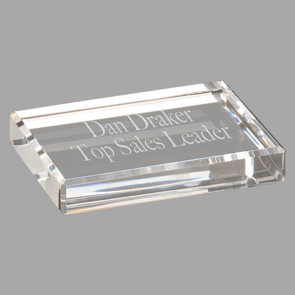 4" x 3" Crystal Rect. Paperweight – item CRY3616 image 4
