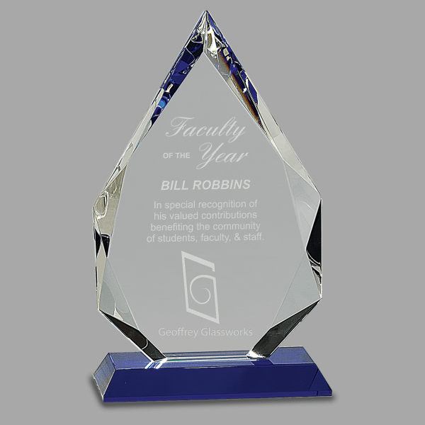 10" Diamond Crystal on Blue Pedestal Base Award – item CRY505L image 2