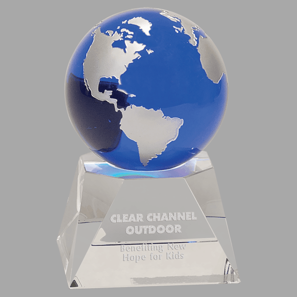 5" Crystal Blue Globe with Base – item CRY6532M