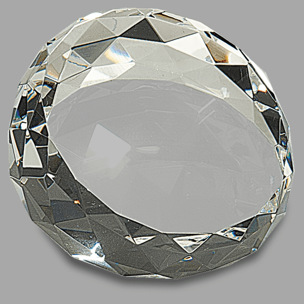 3.5" x 2" Clear Round Crystal Facet Paperweight – item CRY66 image 2