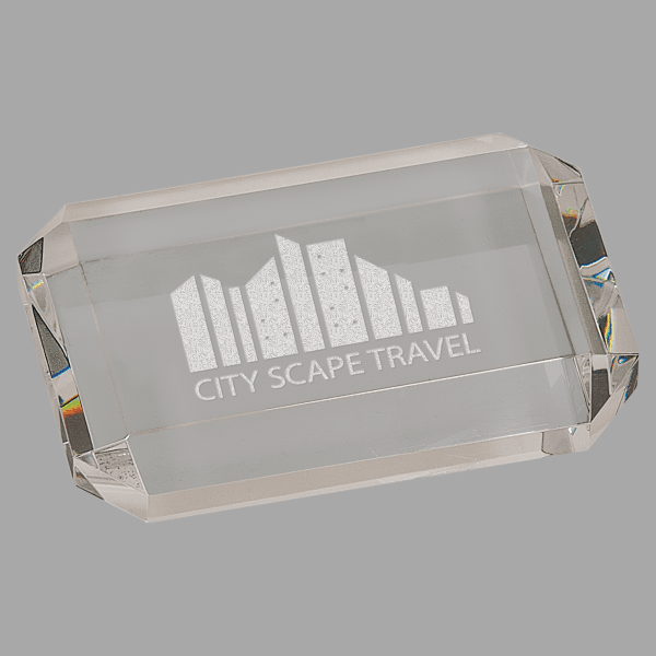 4" x 2.75" Crystal Rect. Paperweight w/ Clipped Corners – item CRY6612 image 2