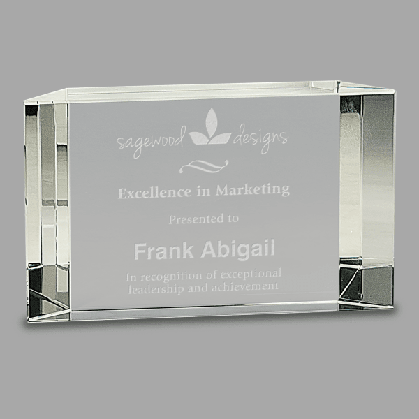 6" X 3.5" Crystal Facet Block Award – item CRY77