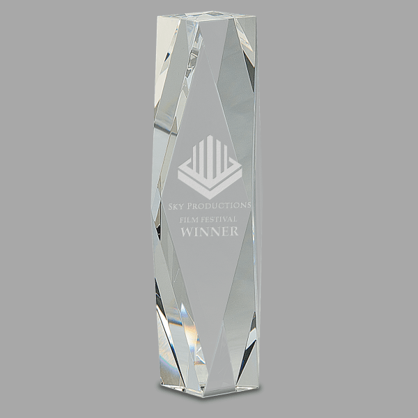 10" Clear Crystal Facet Tower Award – item CRY89 image 2