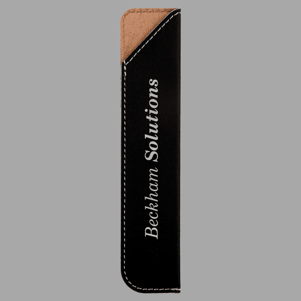 Black/Silver Laserable Leatherette Pen Sleeves – item CS128 image 2