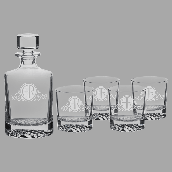 850 mL Round Decanter & 4 9 oz. Round Rocks Glasses Set – item DCS401S