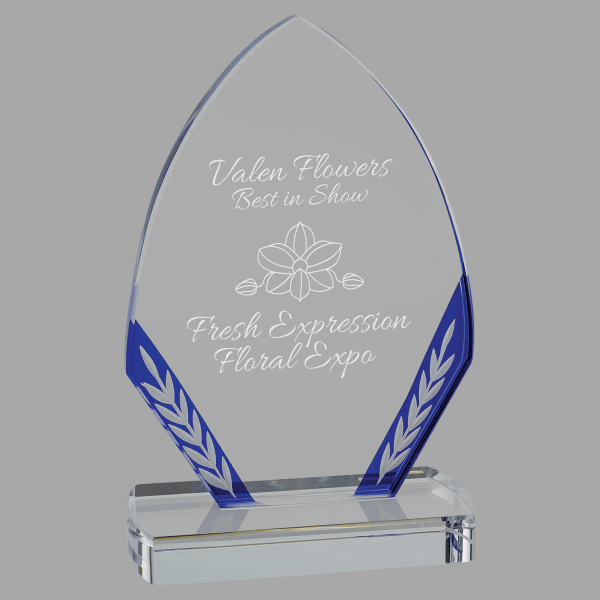 7.75" Blue Diamond Edge Glass Award – item EDG10