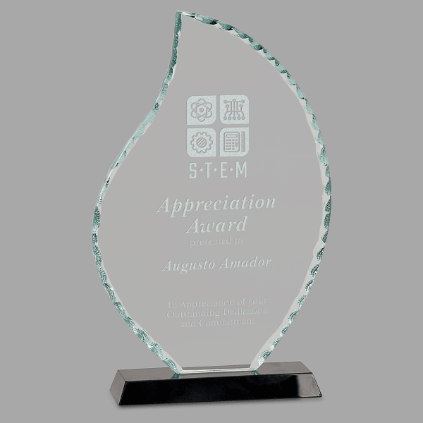 8.5" Flame Facet Glass on Black Base Award – item FC11 image 3