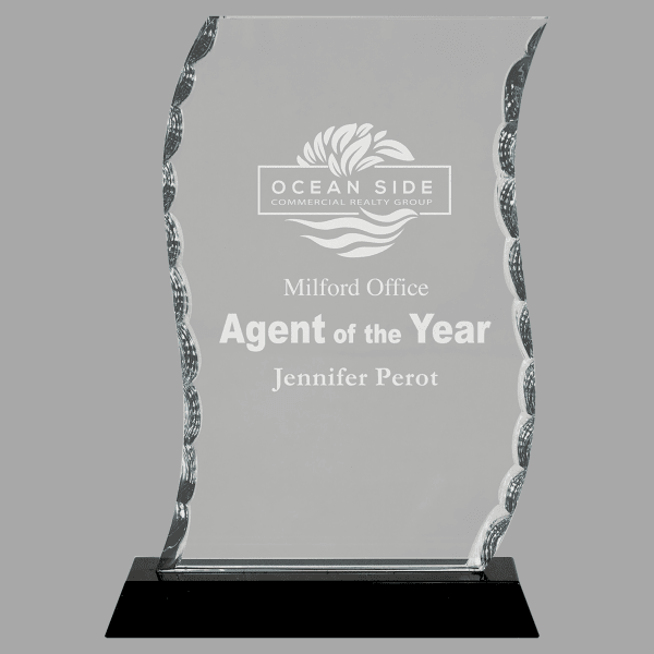 7.5" Scroll Facet Glass on Black Base Award – item FC31 image 4