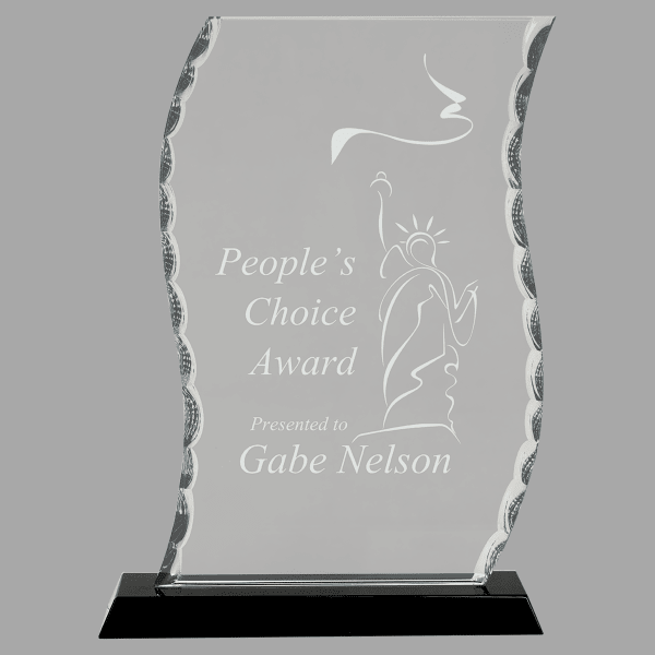 9.5" Scroll Facet Glass on Black Base Award – item FC33 image 4
