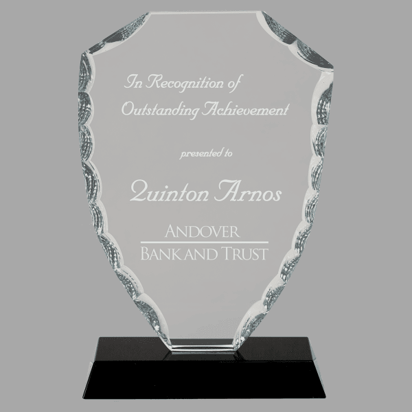 6.5" Shield Facet Glass on Black Base Award – item FC41 image 5