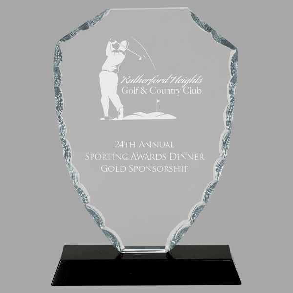 7.5" Shield Facet Glass on Black Base Award – item FC42 image 4