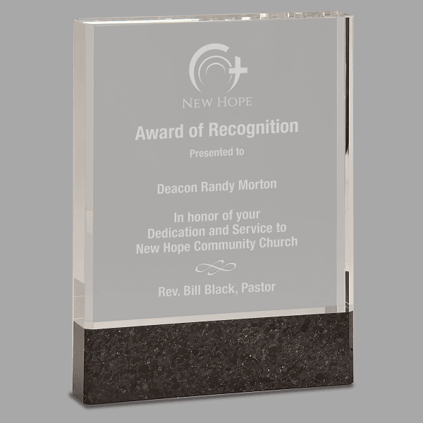 6" X 8 X 1 Fusion Crystal-black Award – item FG68BK