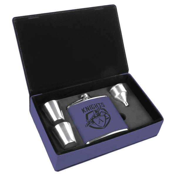 6 oz. Leatherette Flask Gift Set – item FSK320