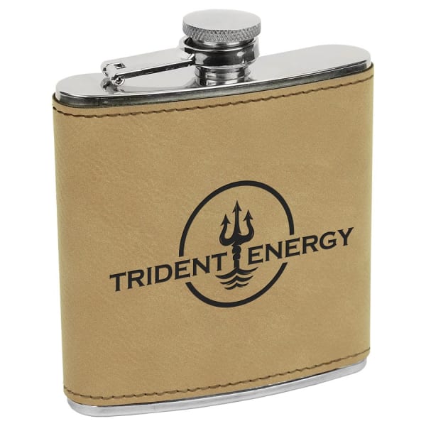 6 oz. Light Brown Leatherette Flask – item FSK615 image 2