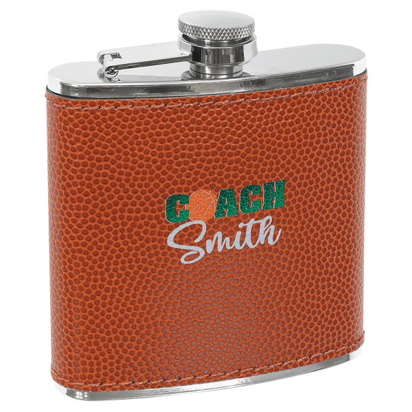 6 oz. Basketball Leatherette Flask – item FSK634