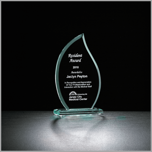 8.5" Flame Series Glass Award Plaque – item G2303