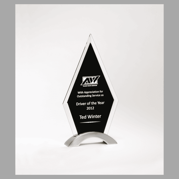 5.125"x 9.5" Beveled Clear Glass w/ Black Silkscreen Award – item G2430