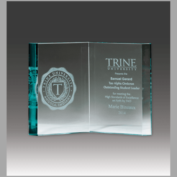 7.875" x 5.875" Jade Glass Book Award – item G2638