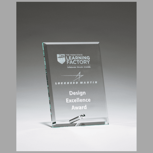 4" x 6" Clear Glass Award w/ Silver Plated Easel Post – item G2822