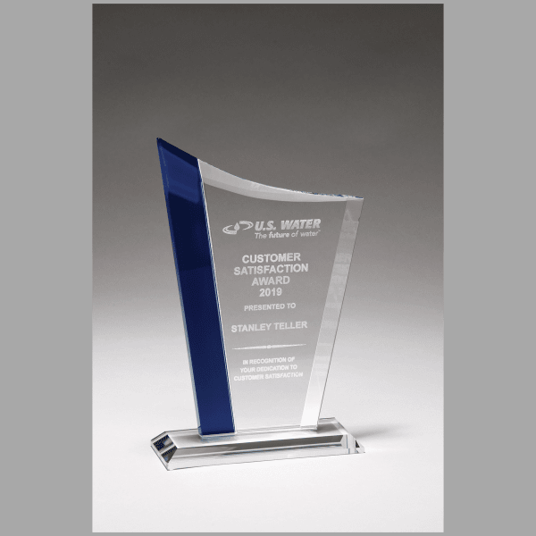 5.75" x 8.625" Zenith Series Clear Glass Award w/ Blue – item G2931