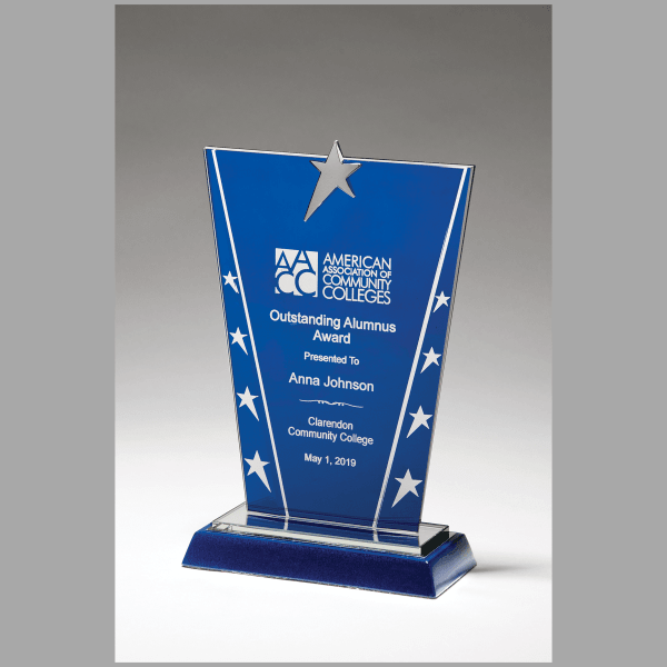 6.375" x 10.625" Constellation Series Glass Award w/ Blue – item G2978