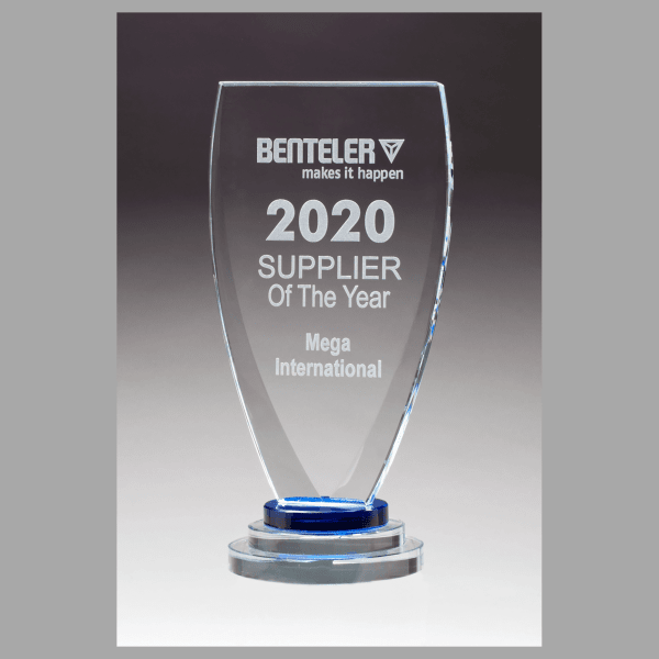 5" x 9.25" Chalice Series Sapphire Glass Award w/ Blue – item G2991