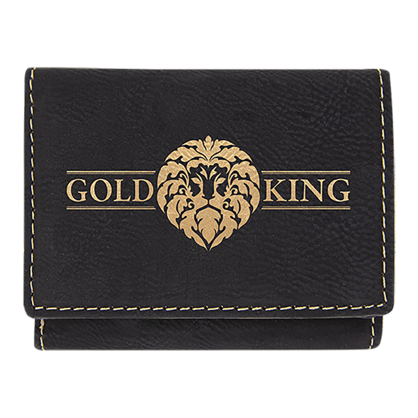 3" x 4" Black/Gold Leatherette Wallet – item GFT1187 image 3
