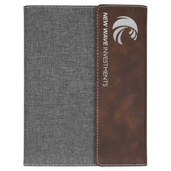 7" x 9" Rustic/Silver Canvas Leatherette Portfolio – item GFT1211 image 6