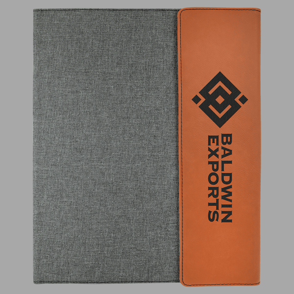 Rawhide with Gray Laserable Leatherette Canvas Portfolio – item GFT1217 image 2
