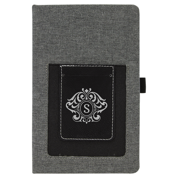 5.25" x 8.25" Gray Leatherette Journal Cell/Card Slot – item GFT1226 image 5