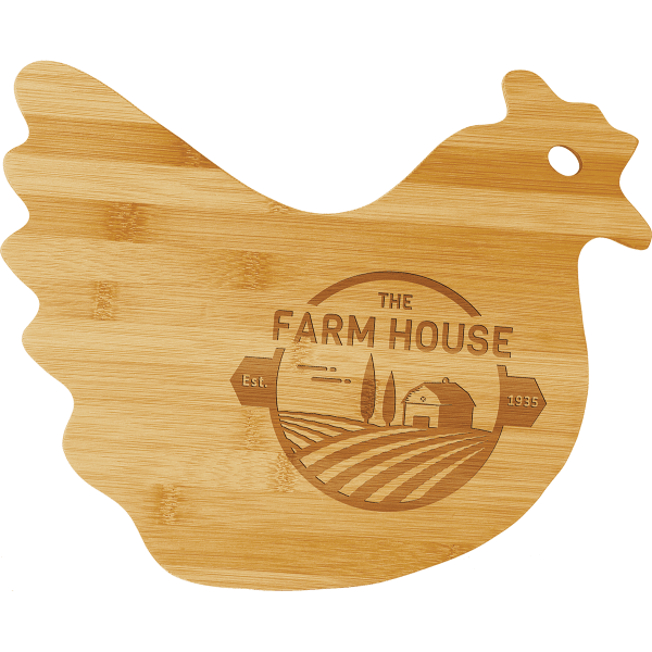 13.5" x 10.875" Bamboo Hen Shaped Cutting Board – item GFT131