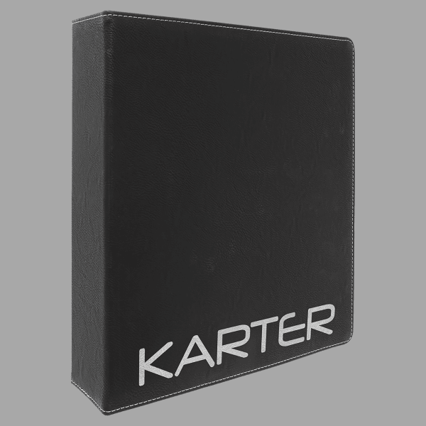 Black/Silver Laserable Leatherette Binder with 2" Slant D – item GFT1344