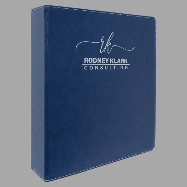 Blue/Silver Laserable Leatherette Binder with 2" Slant D – item GFT1346