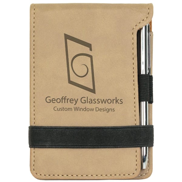 3.25" x 4.75" Light Brown Leatherette Mini Notepad – item GFT214 image 5