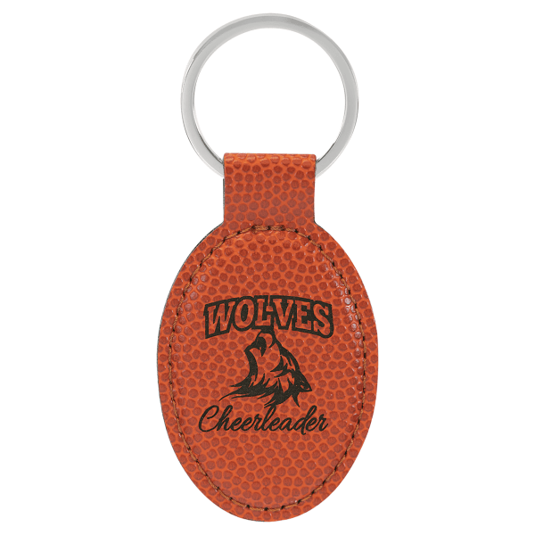 3" x 1.75" Basketball Oval Leatherette Keychain – item GFT2373 image 3