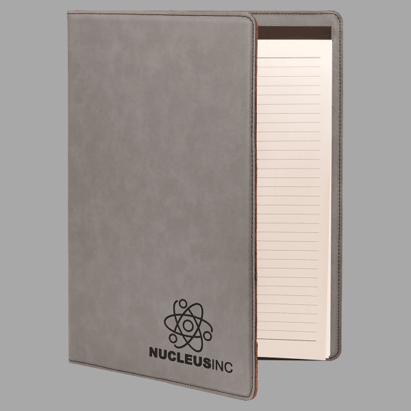 Gray Laserable Leatherette Portfolio with Lined Pad – item GFT346 image 2